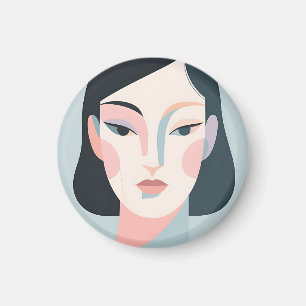 Abstract Geometric Woman Portrait Minimalist Magnet