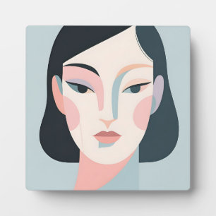 Abstract Geometric Woman Portrait Minimalist Plaque