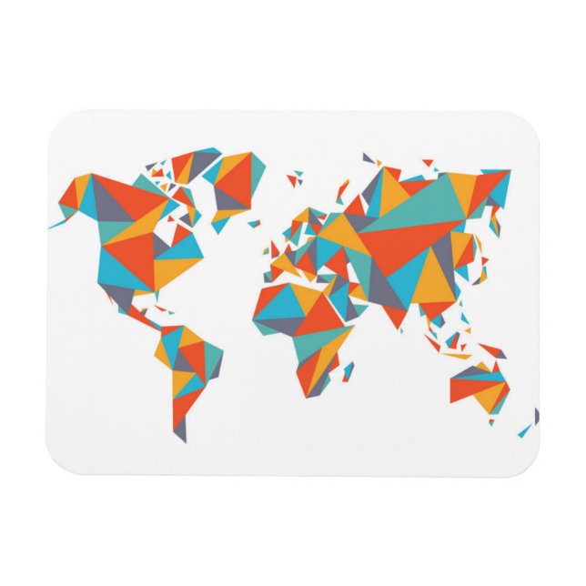 Abstract Geometric World Map Magnet (Horizontal)