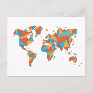 Abstract Geometric World Map Postcard