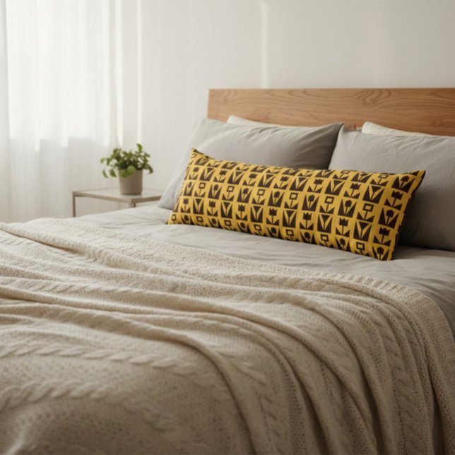 Abstract Geometric Yellow Floral  Body Cushion (Creator Uploaded)