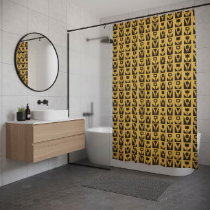 Abstract Geometric Yellow Floral Shower Curtain