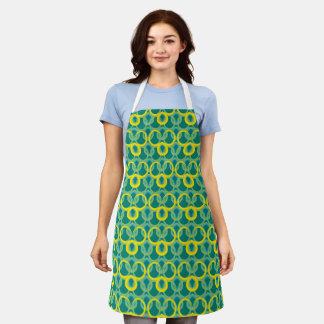 Abstract geometric yellow green pattern apron