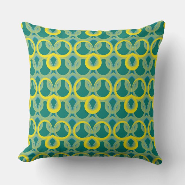 Abstract geometric yellow green pattern cushion (Front)