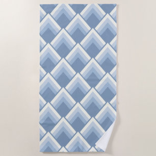 Abstract geometrical, blue and off white 2 beach t towel
