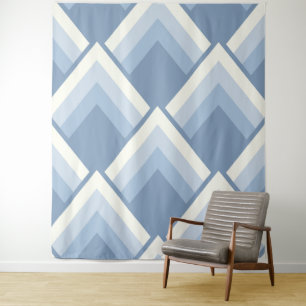 Abstract geometrical, blue and off white 2 tapestry