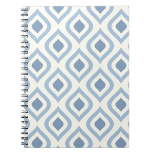 Abstract geometrical, blue and off white notebook