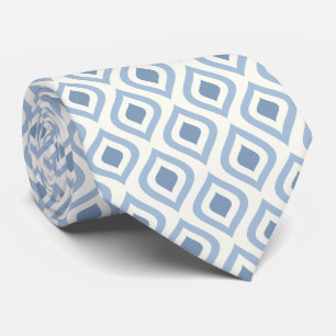 Abstract geometrical, blue and off white tie