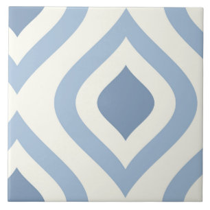 Abstract geometrical, blue and off white tile