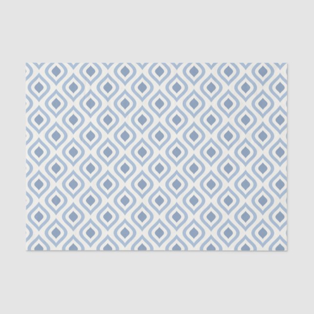 Abstract geometrical, blue and off white tissue paper (Front)