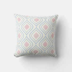 Abstract geometrical, blue, pink and off white cushion