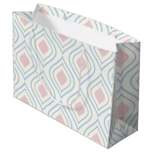 Abstract geometrical, blue, pink and off white large gift bag