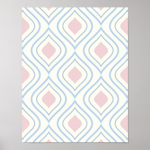 Abstract geometrical, blue, pink and off white poster