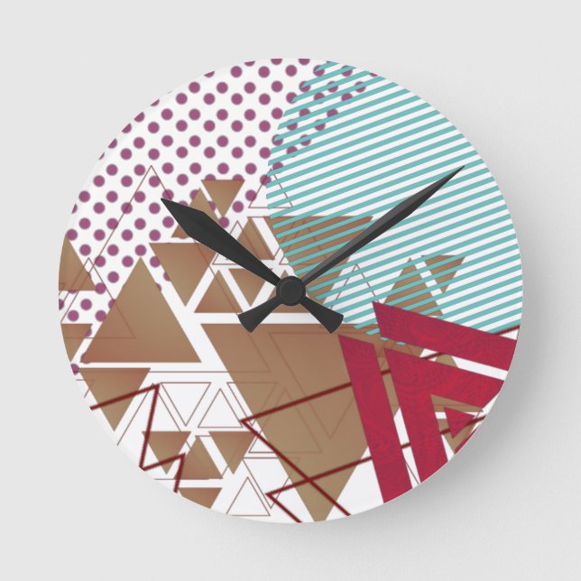 Abstract geometrical figures pattern  round clock (Front)