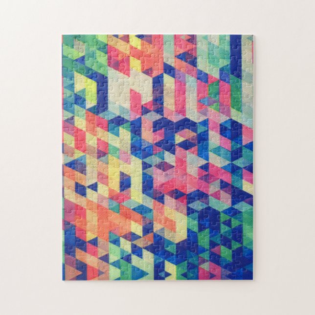 Abstract Geometrical Watercolor Shapes Pattern Jigsaw Puzzle (Vertical)