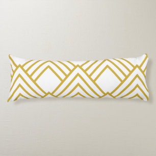 Abstract geometrical, white and gold body cushion