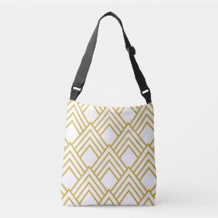 Abstract geometrical, white and gold crossbody bag