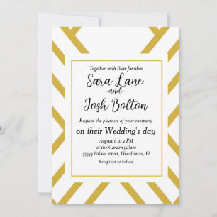 Abstract geometrical, white and gold invitation