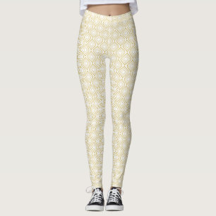 Abstract geometrical, white and gold leggings