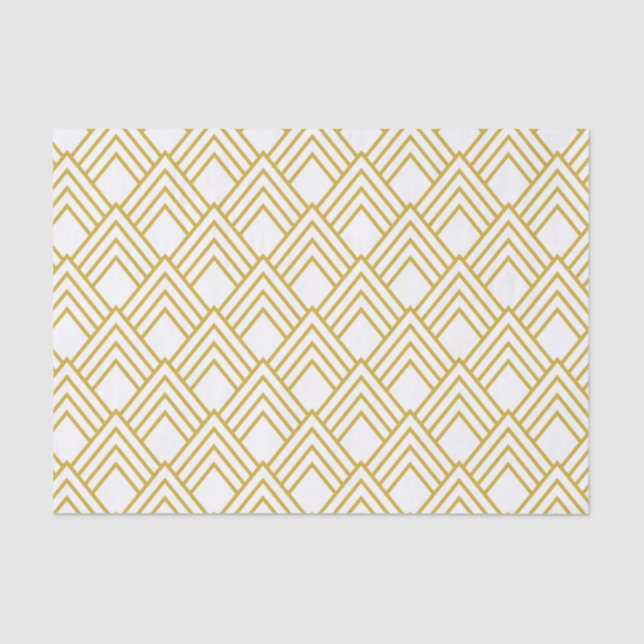 Abstract geometrical, white and gold tissue paper (Front)