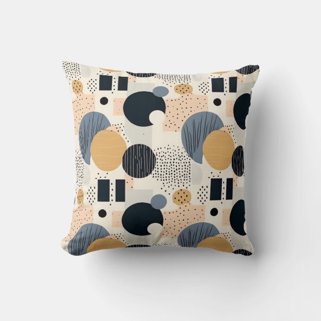 Abstract geometry minimal boho colourful simple  cushion (Front)