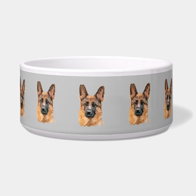 Abstract German Shepard Ceramic Pet Bowl (Front)