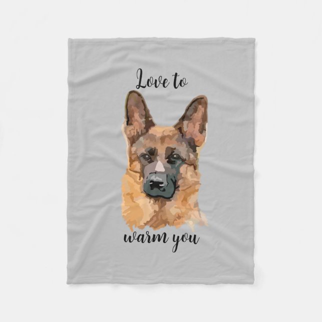 Abstract German Shepard Fleece Blanket (Front)
