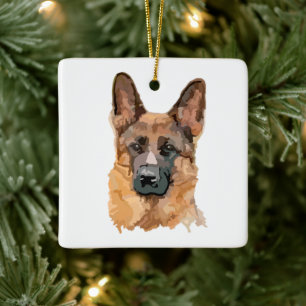 Abstract German Shepard Ornament