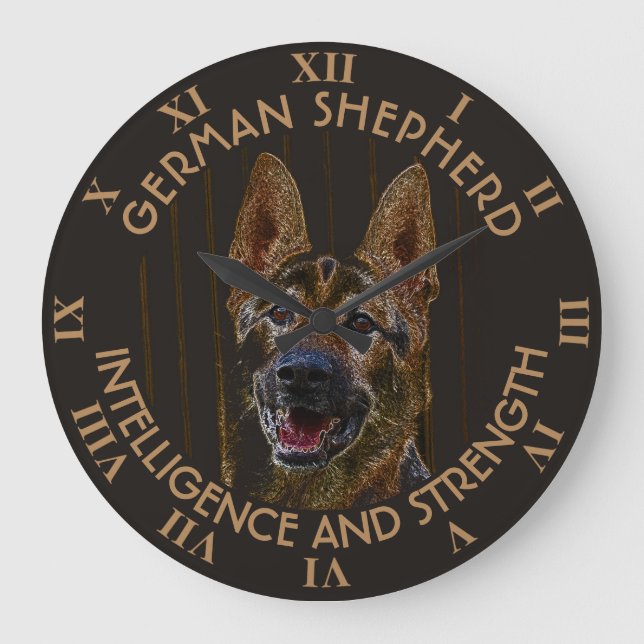 Abstract German Shepherd Dog Large Clock (Front)
