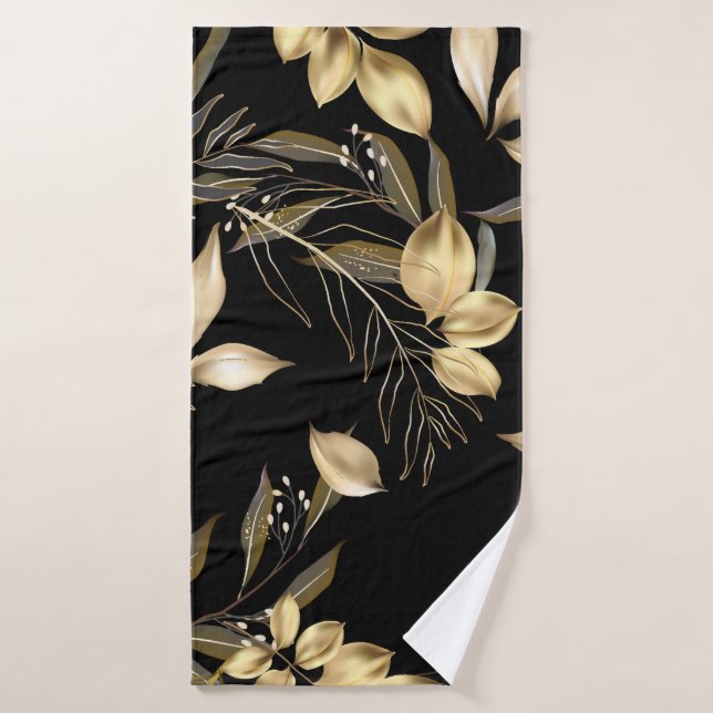 Abstract ginkgo leaves. Luxury glitter ginkgo on r Bath Towel (Bath Towel)