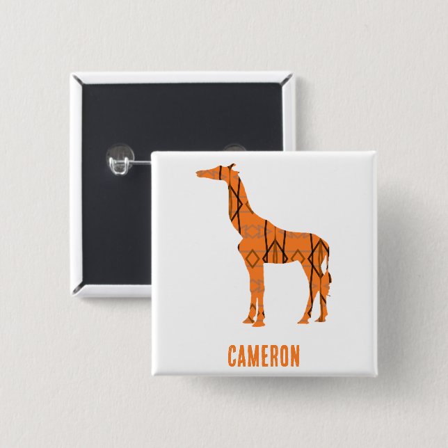 Abstract giraffe silhouette monogram 15 cm square badge (Front & Back)