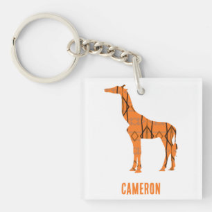 Abstract giraffe silhouette monogram key ring