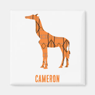 Abstract giraffe silhouette monogram magnet