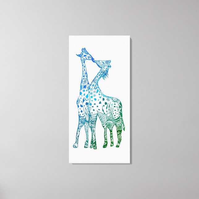 Abstract Giraffes Drawing Kiss Canvas Print (Front)
