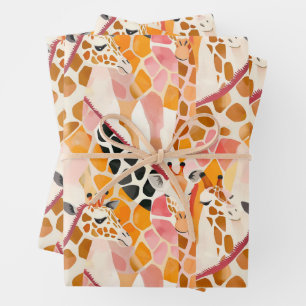 Abstract Giraffes in pink Wrapping Paper Sheet