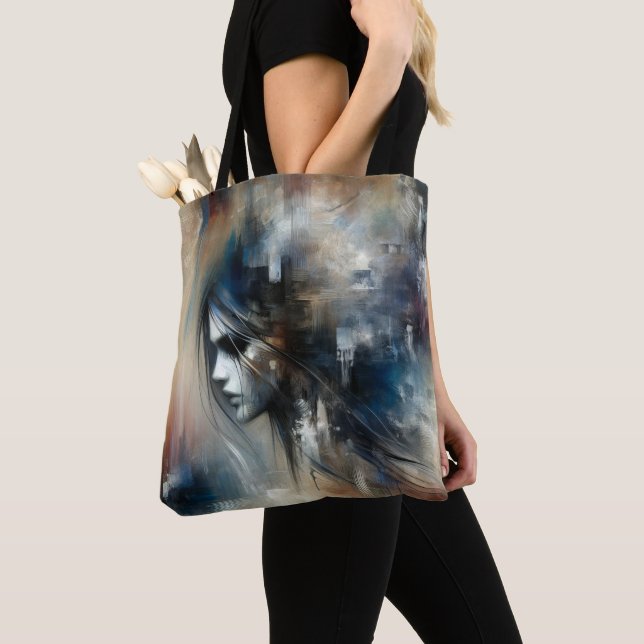 Abstract Girl Painting Tote Bag (Close Up)