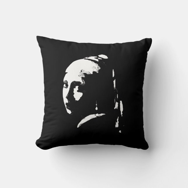 Abstract Girl with Pearl Earring Throw Pillow (Front)