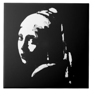 Abstract Girl with Pearl Earring Tile