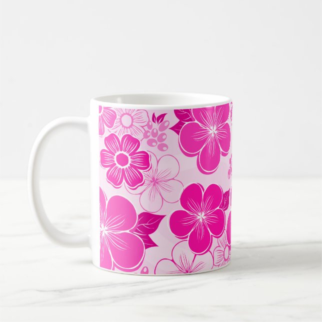 Abstract girly pink flowers coffee mug (Left)