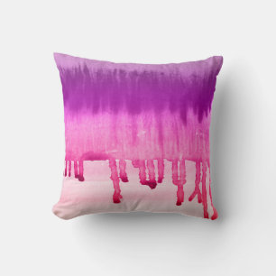 Abstract Girly Pink Purple Watercolor Ombre Design Cushion