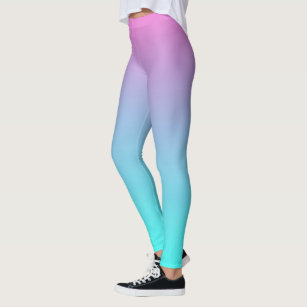abstract girly pink turquoise ombre mermaid colors leggings
