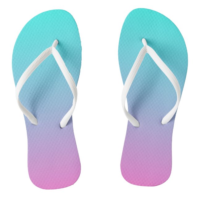 abstract girly pink turquoise ombre mermaid colour jandals (Footbed)