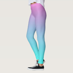 abstract girly pink turquoise ombre mermaid colour leggings