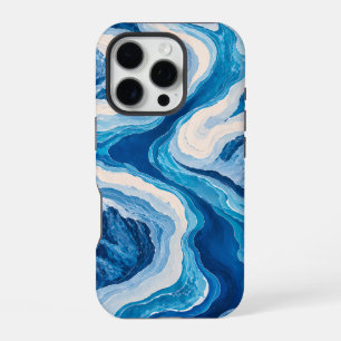 Abstract Glacier Topography Blue & Gold iPhone 6 W 16 Pro Case