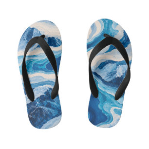 Abstract Glacier Topography Blue & Gold Kids' Flip Kid's Jandals