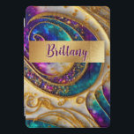 Abstract Glam Modern Alcohol Ink Purple & Gold iPad Pro Cover<br><div class="desc">This modern abstract art iPad cover design is eye-catching and makes a true statement with its rich,  jewel colours and textures. Vivid and stunning. Add a name to personalise it. Created by Simply Farmhouse Press.</div>