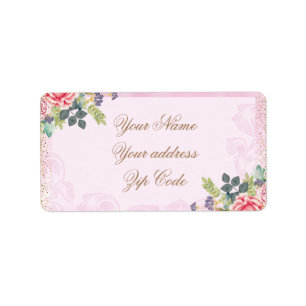 Abstract glam pink and gold texture effect label