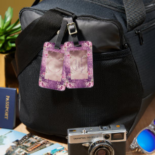 Abstract glam pink and gold texture effect luggage tag