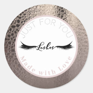 Abstract Glam Pink Rose Gold Glam Makeup Lashes Classic Round Sticker