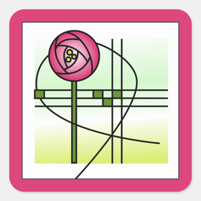Abstract Glasgow Rose Square Sticker (Front)
